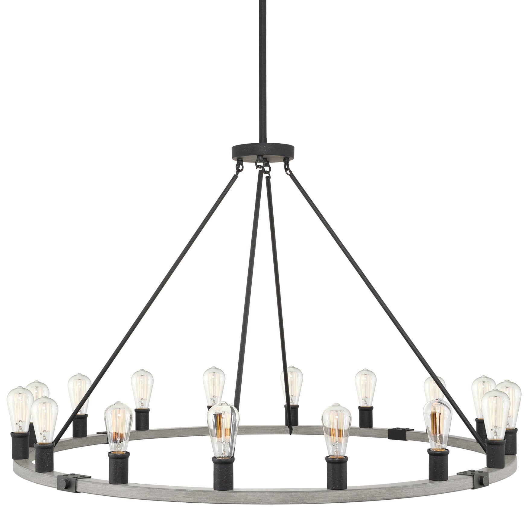 Jericho 48" Black and Gray Oak Wagon Wheel Chandelier