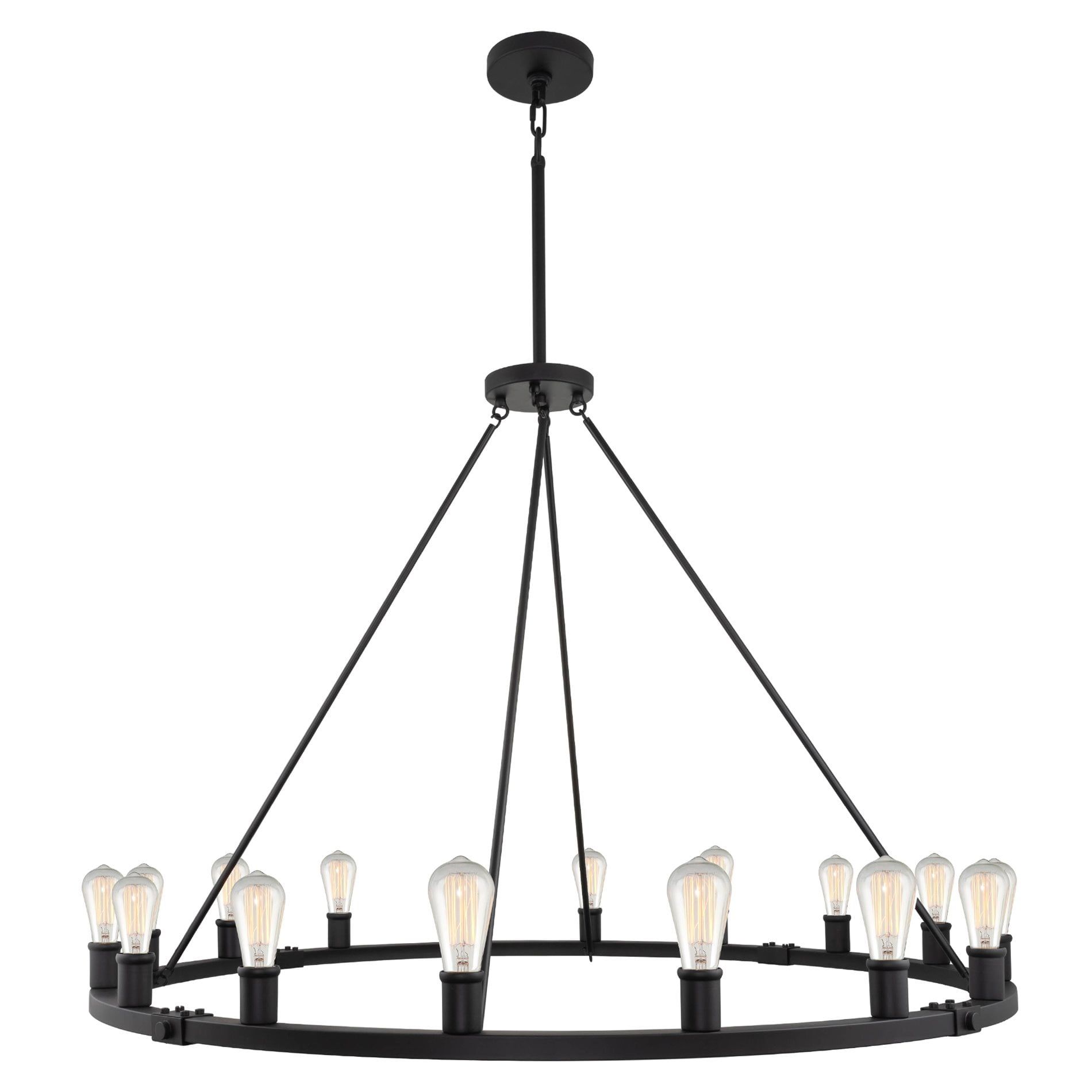 Jericho 50" Black Farmhouse Wagon Wheel Metal Chandelier