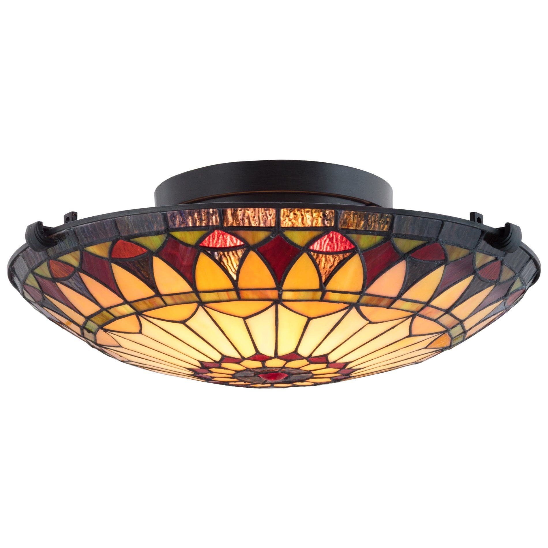 Mateo 16" Black Tiffany Glass Vintage Flush Mount Ceiling Light