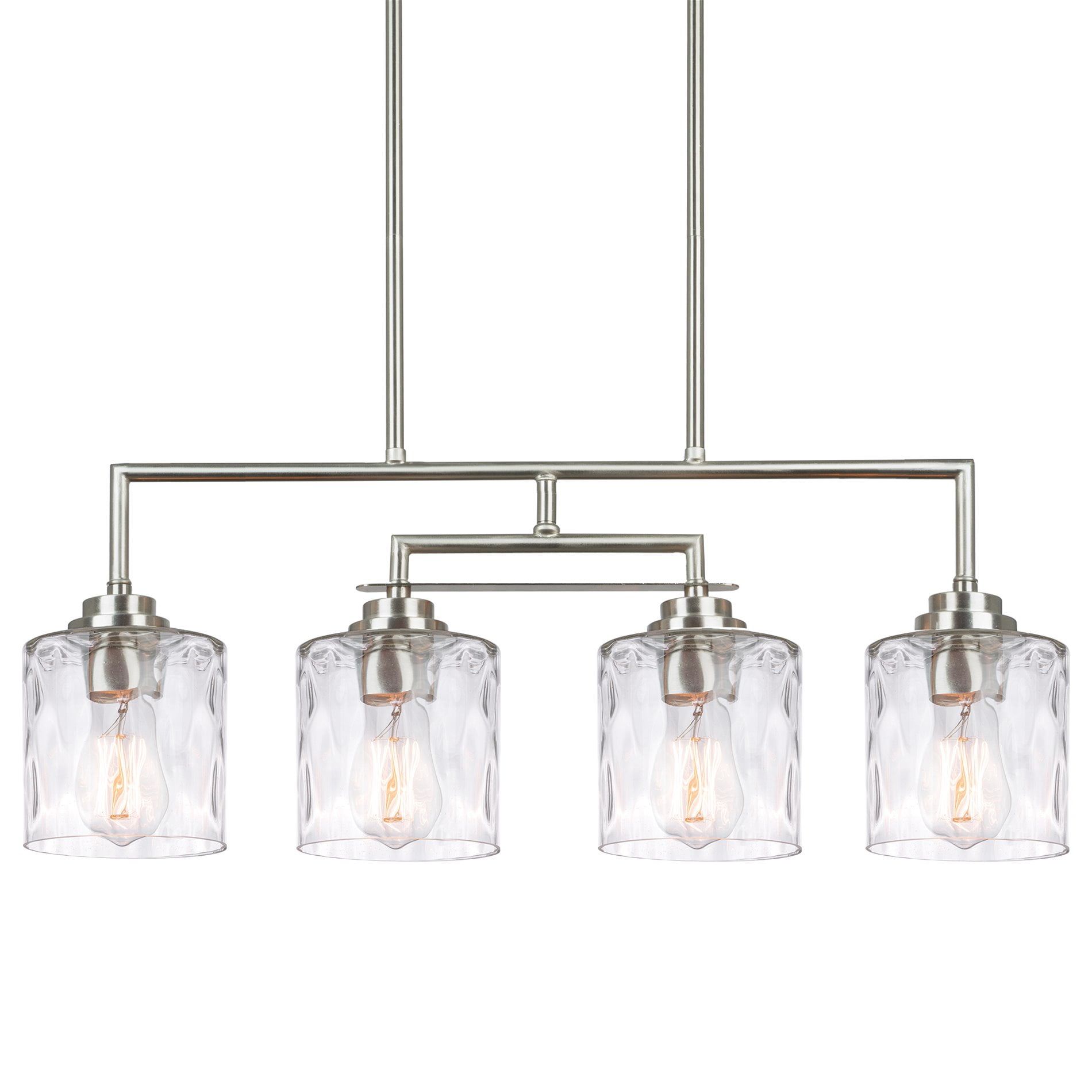 Monroe 28" Brushed Nickel 4-Light Island Pendant with Clear Glass Shades