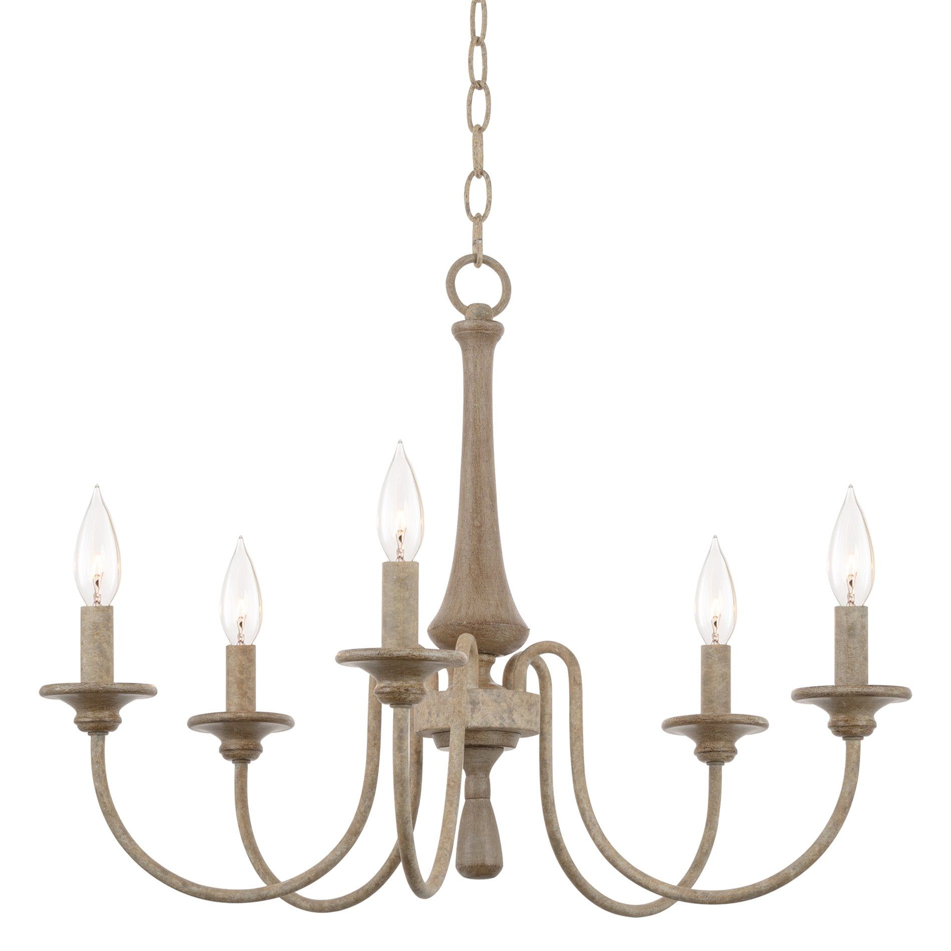 Sherbrooke 24" Smoked Cedar Wood 5-Light French Country Chandelier