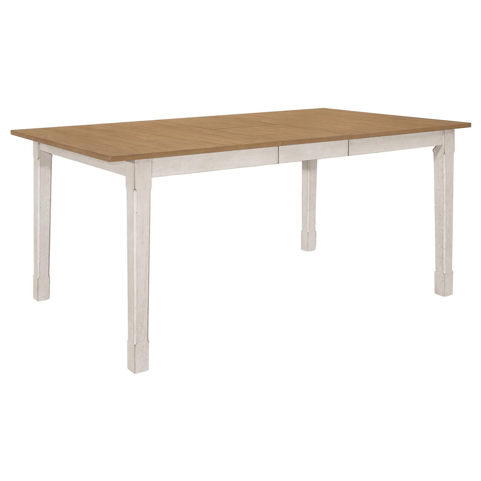 Rustic Farmhouse Reclaimed Wood Extendable Dining Table, Brown and Off-White