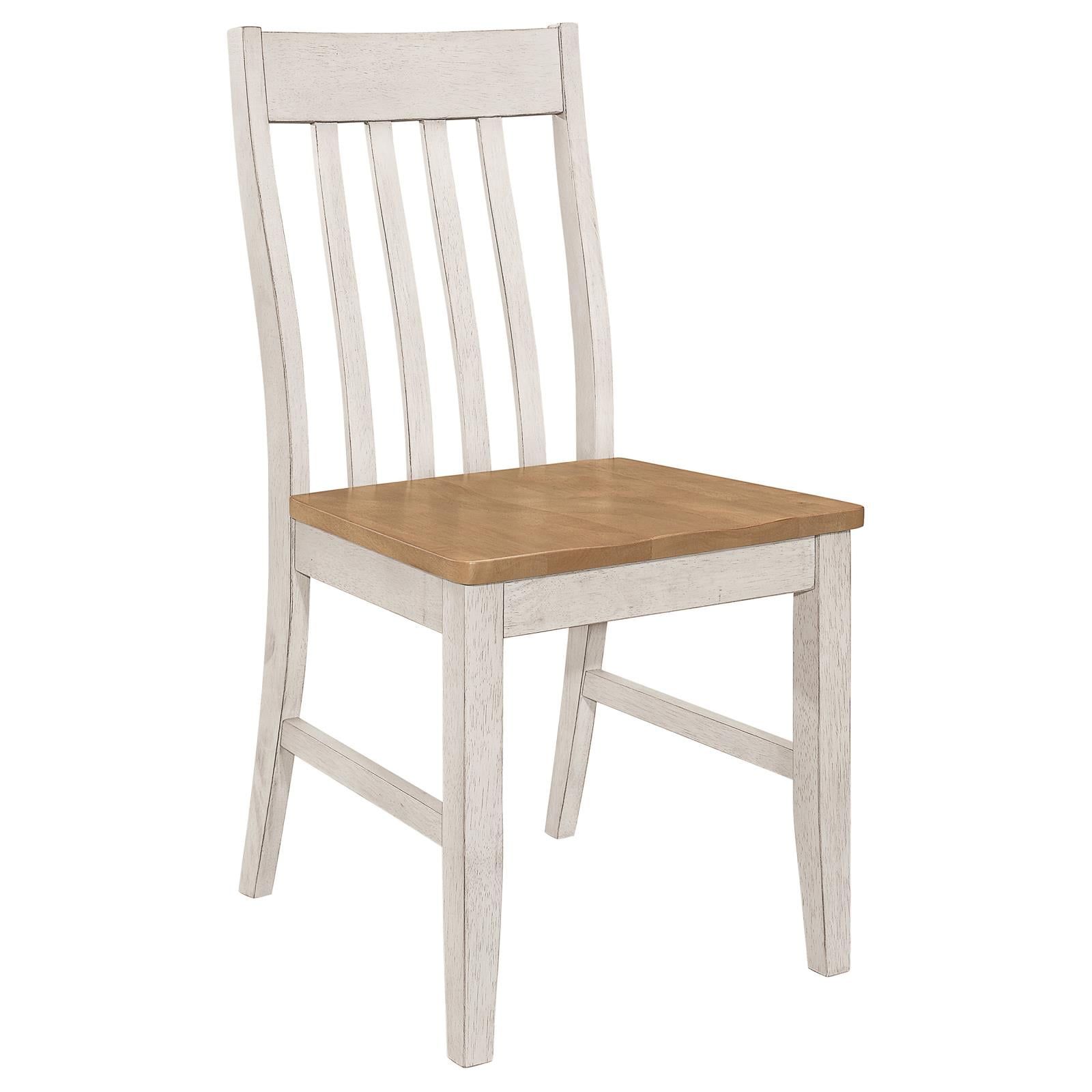 Rustic White Wood Slat Back Side Chair Set