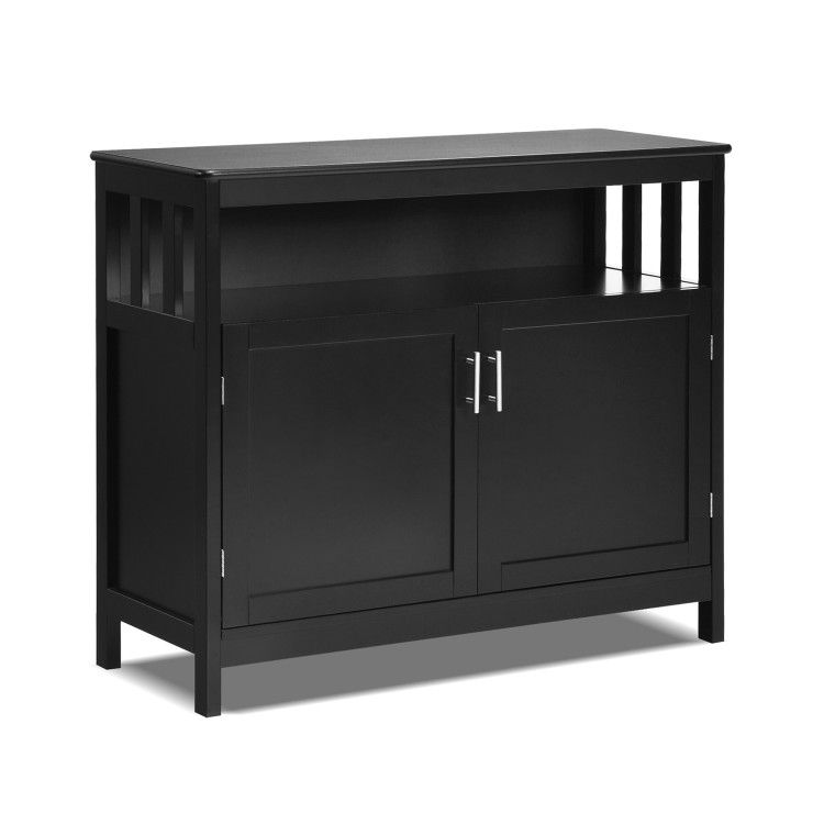 Modern Black MDF Kitchen Buffet Server Sideboard Cabinet with Shelf