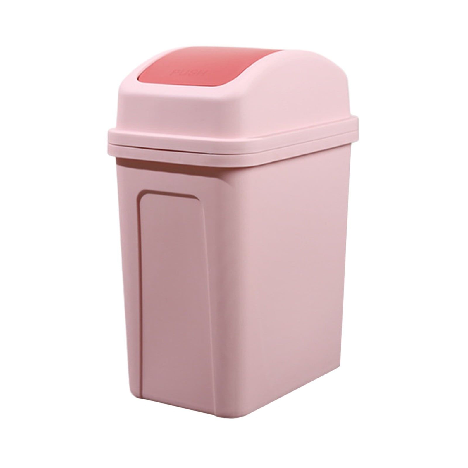 Pink Plastic Swing-Top Lid Trash Can for Kitchen and Bathroom