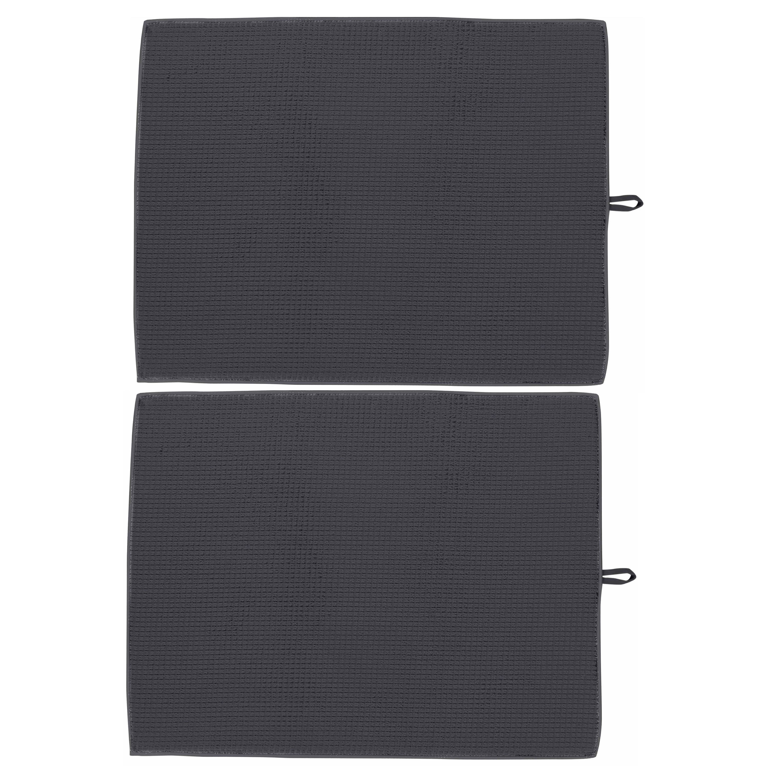 Charcoal Jumbo Quick-Dry Kitchen Drying Mats, 24" x 18", 2-Pack