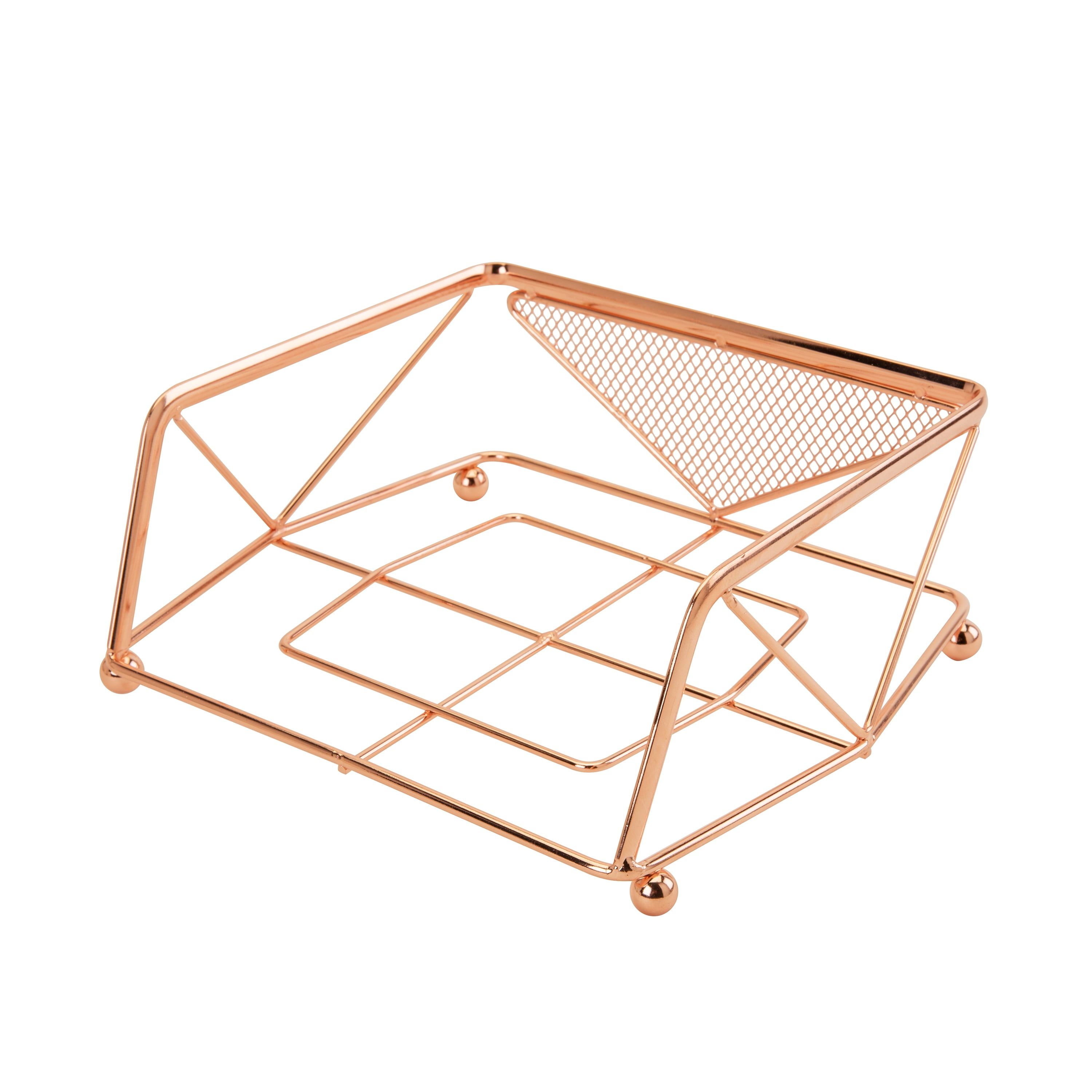 Copper Geometric Metal Napkin Holder with Raised Base