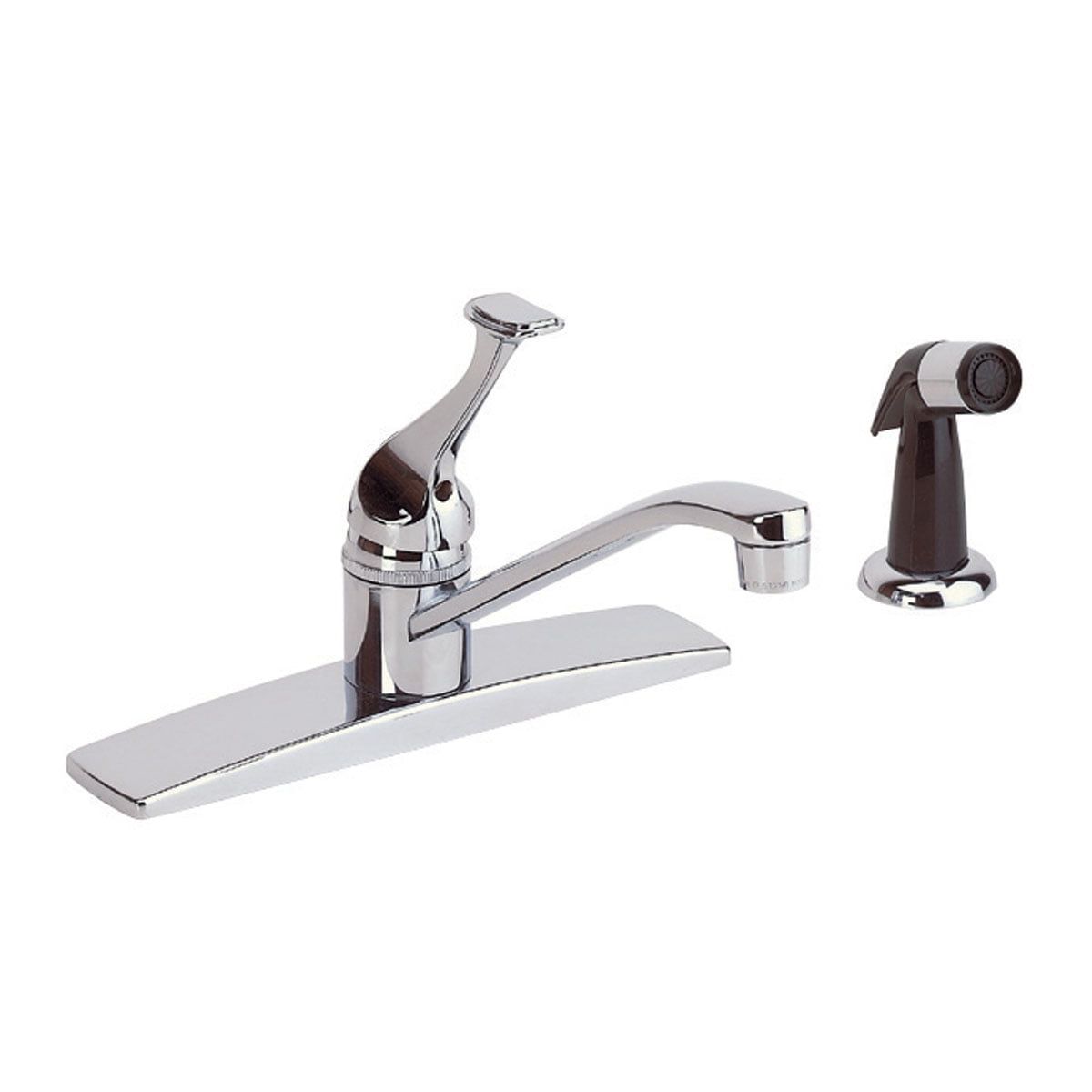 Chrome Single-Handle Kitchen Faucet with Black Sprayer