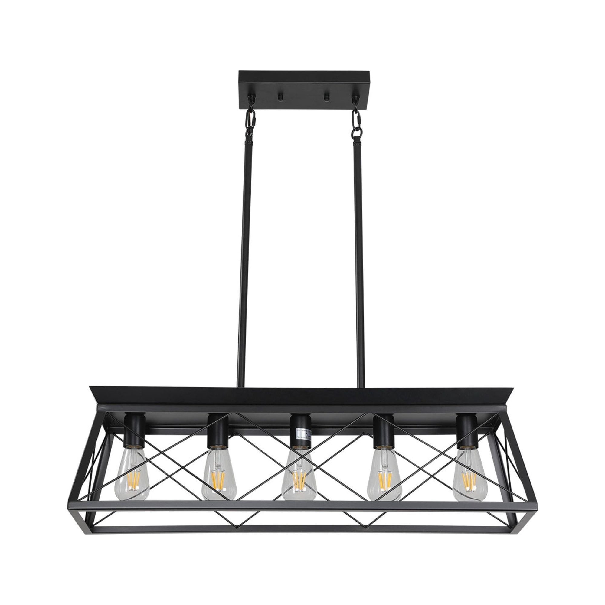 Black Metal 5-Light Rectangular Island Chandelier