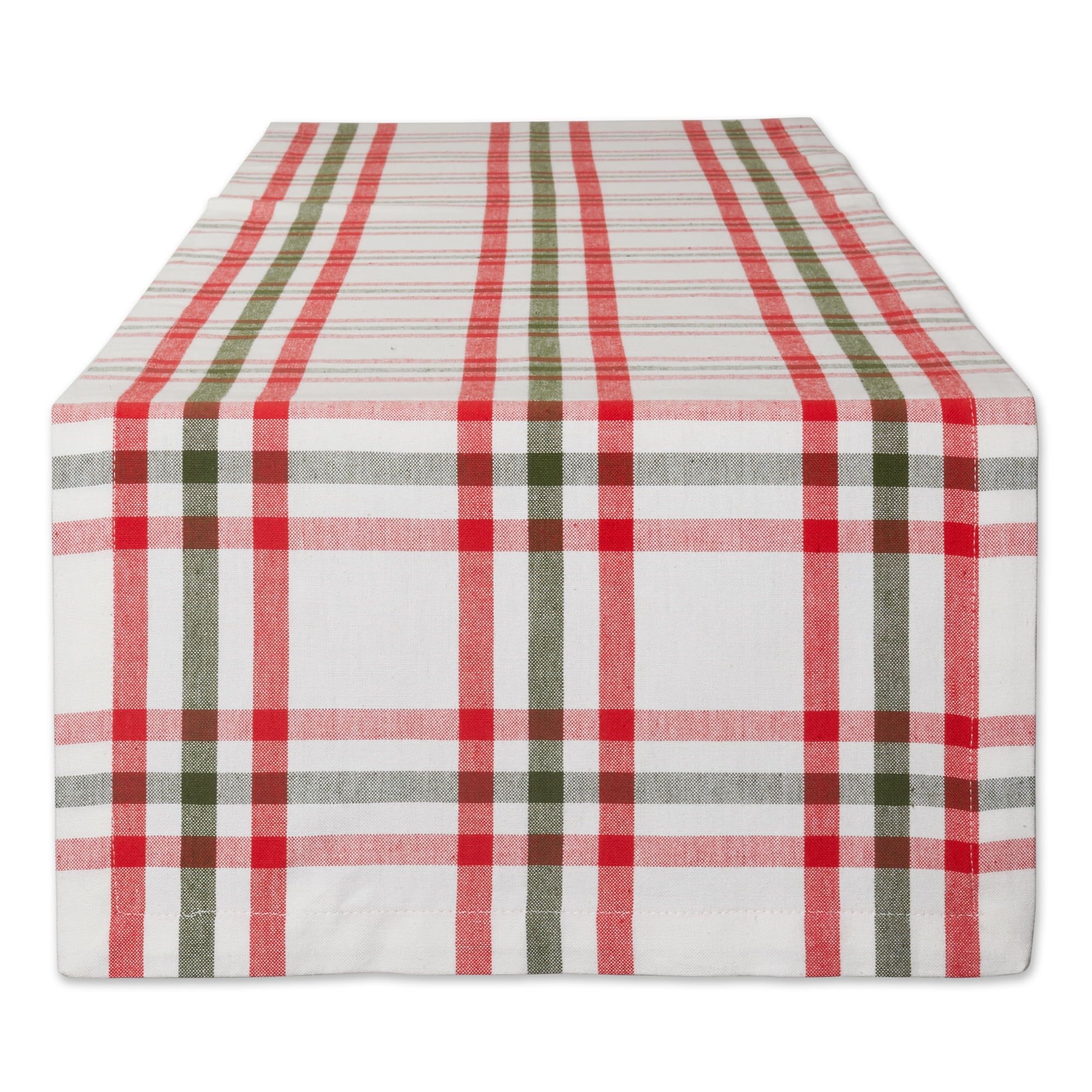 Christmas Plaid Cotton Table Runner, 14x72 Inches