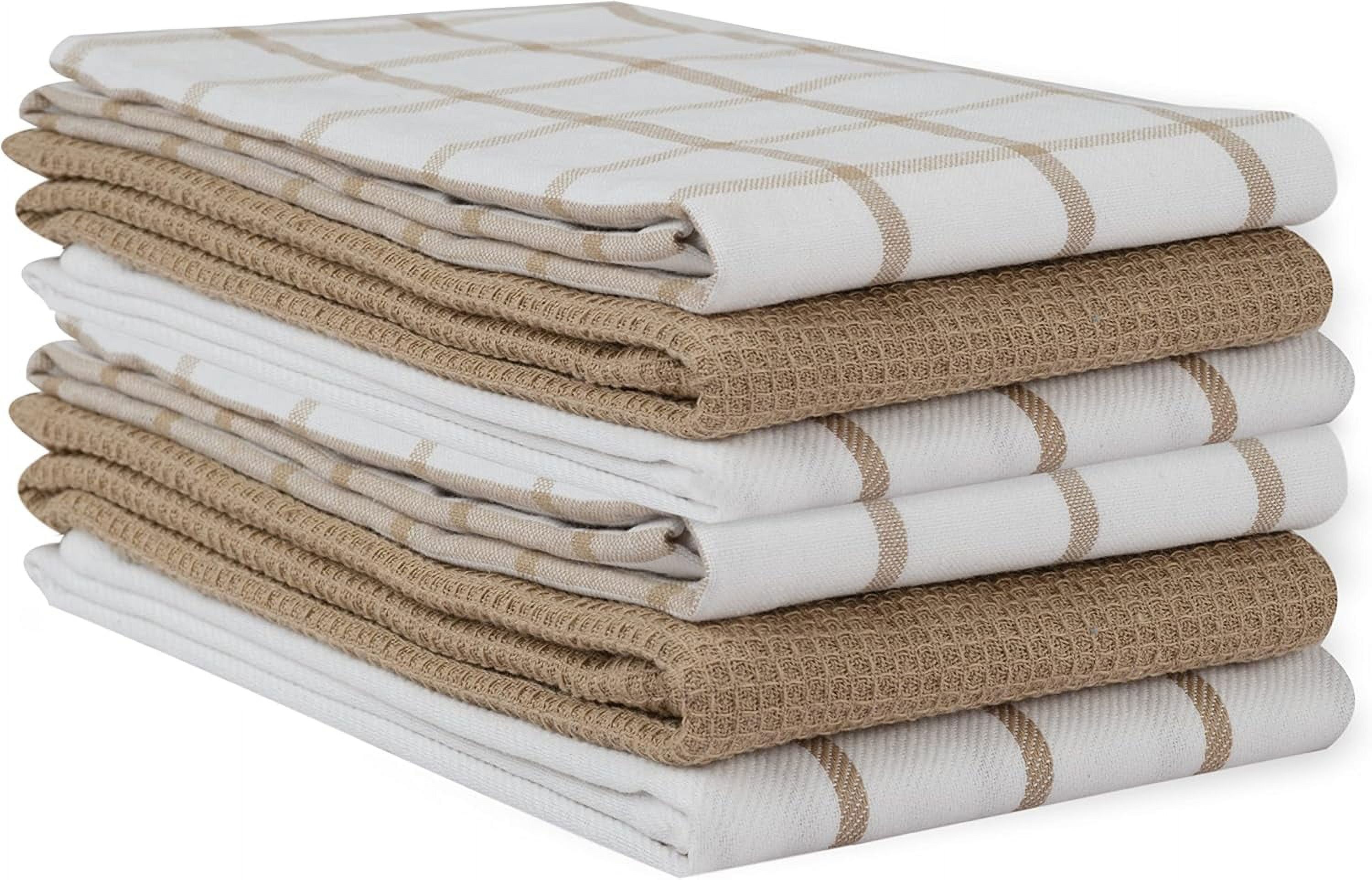 Beige and White Cotton Kitchen Towel Set, 18"x28"