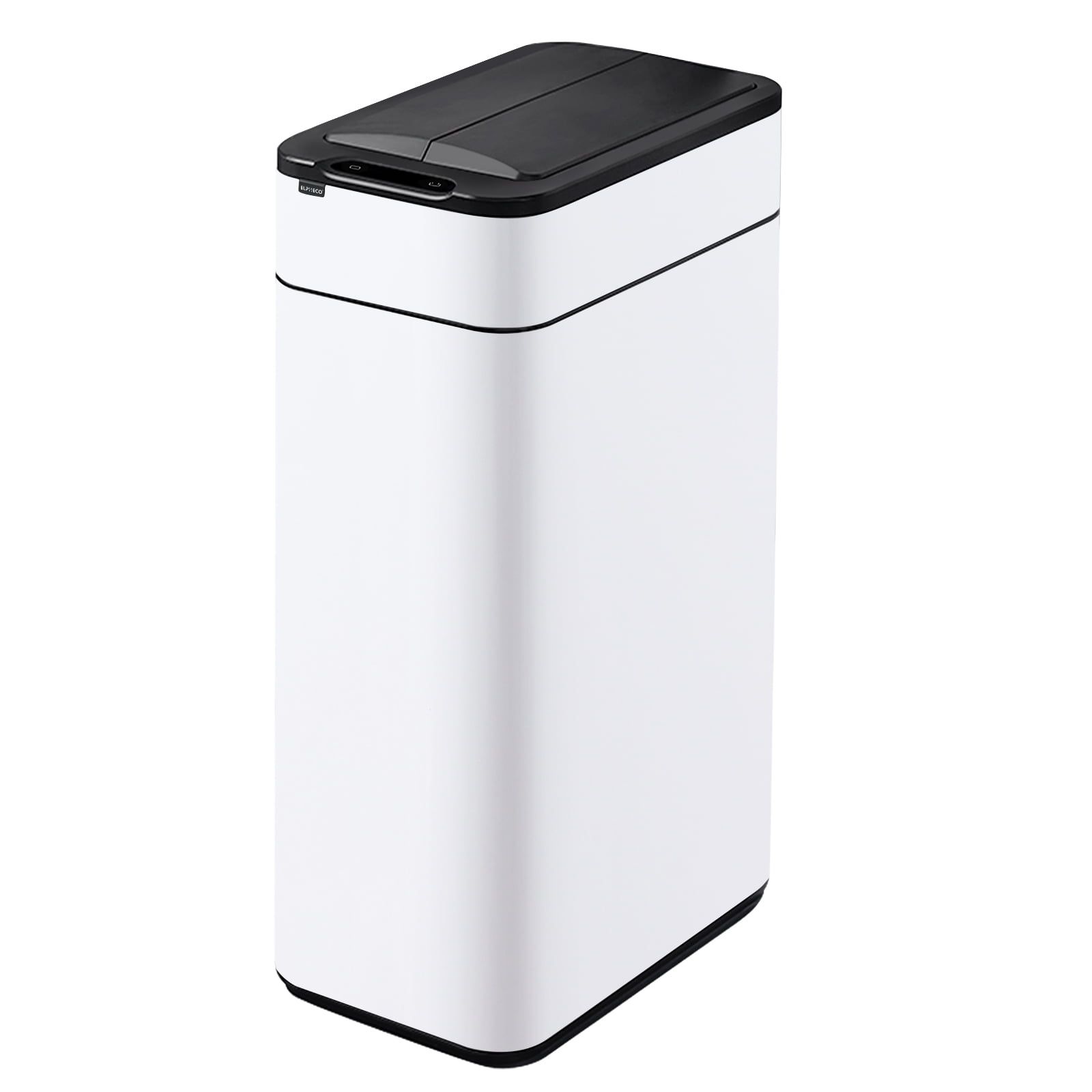 White Stainless Steel Touchless Rectangular Kitchen Trash Can