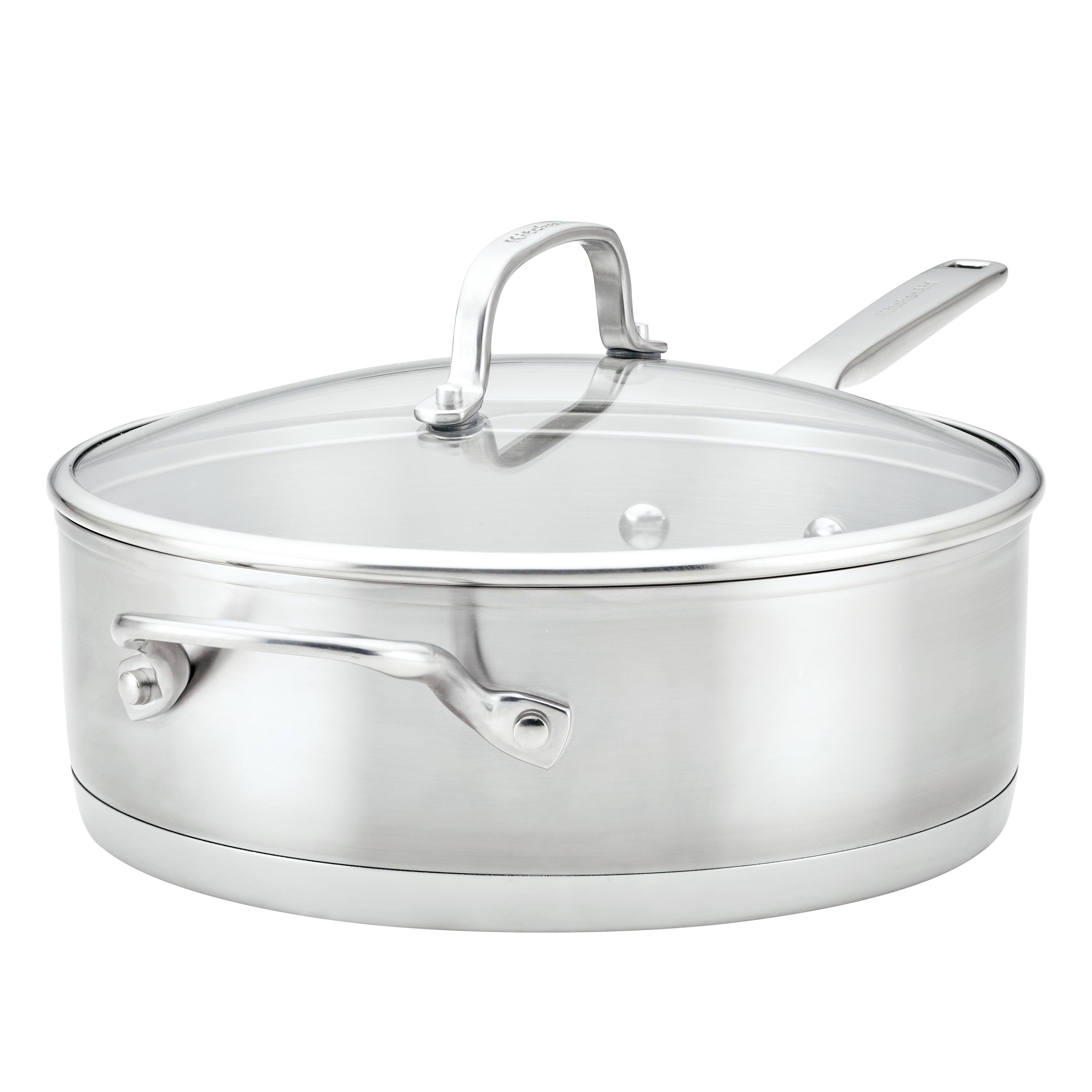 4.5-Quart Brushed Stainless Steel Induction Saute Pan with Lid