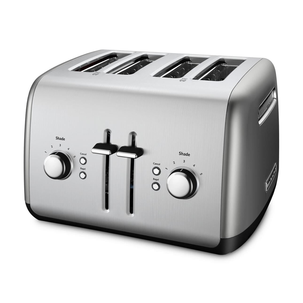 Contour Silver Stainless Steel 4-Slice Digital Toaster with Wide Slots