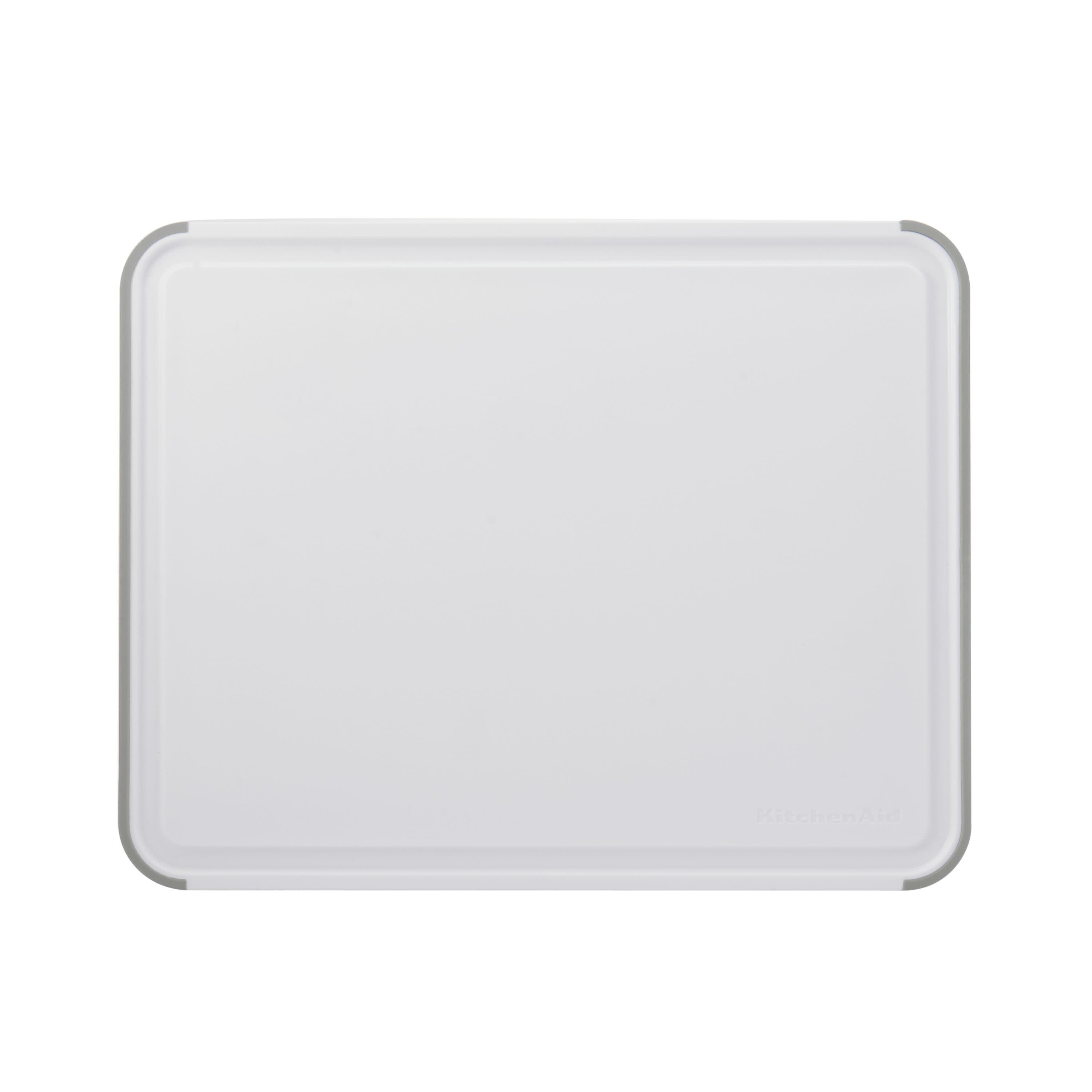 White and Gray Rectangular Plastic Cutting Board with Nonslip Edges, 11x14 Inch