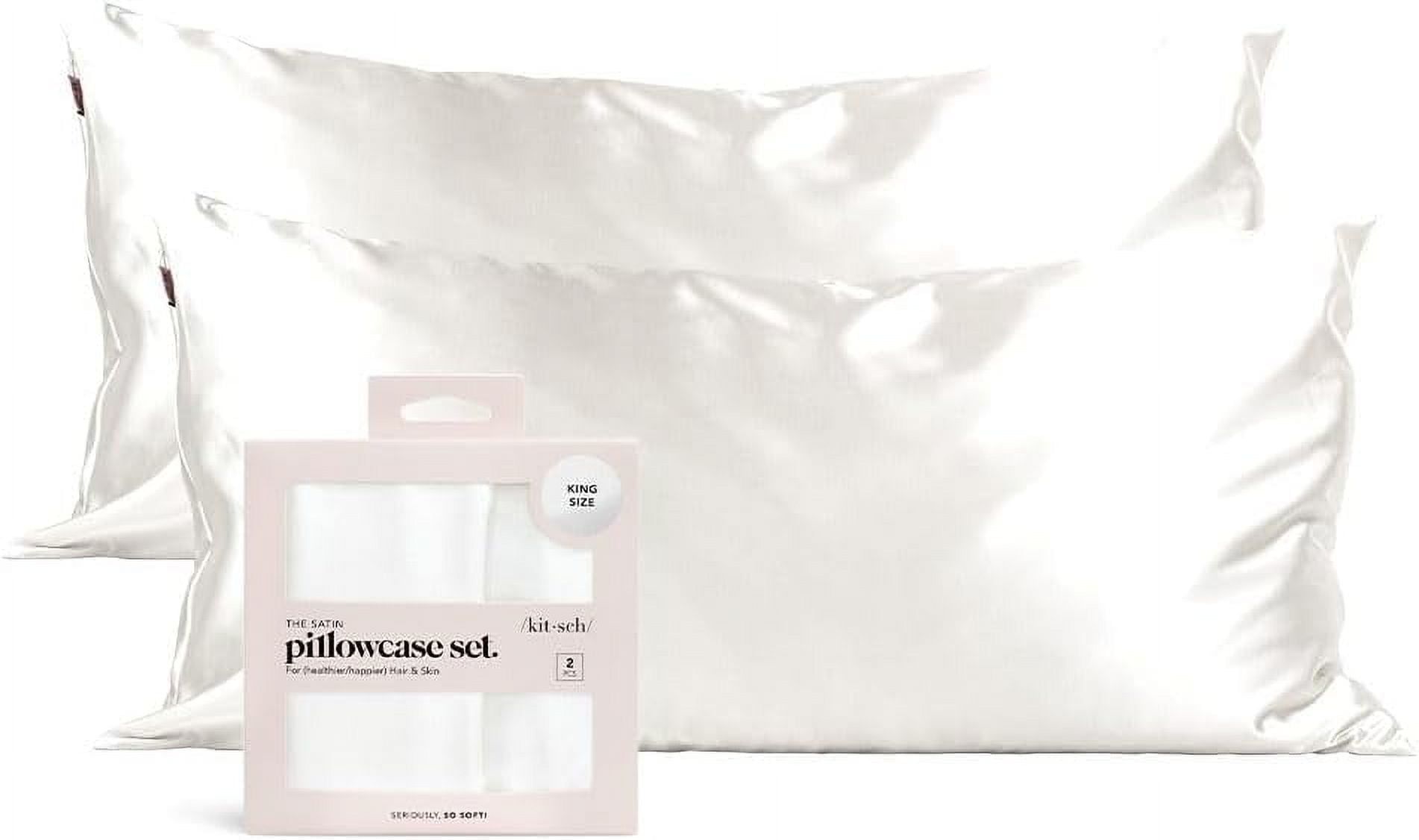 Ivory King Size Satin Pillowcase Set for Hair and Skin