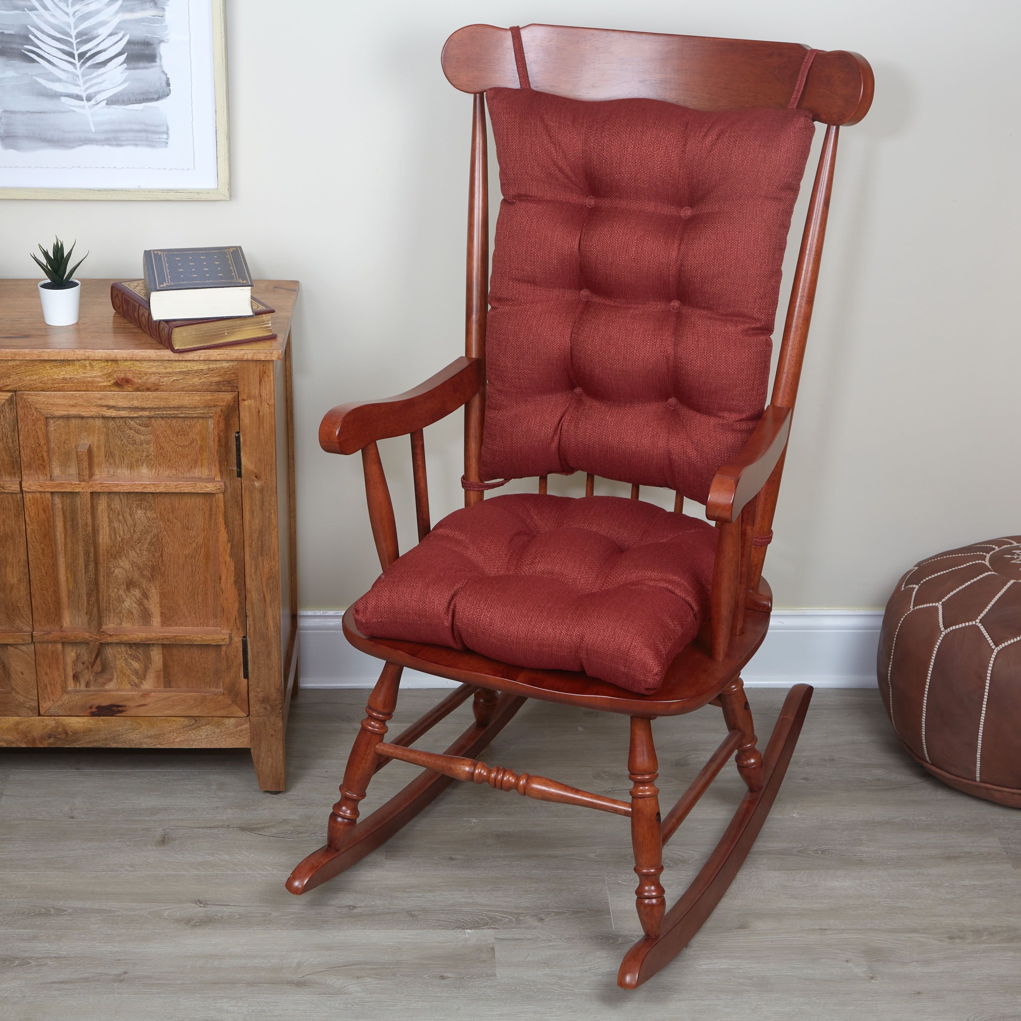 Flame Red Polyester Rocking Chair Cushion Set, 17" x 17"