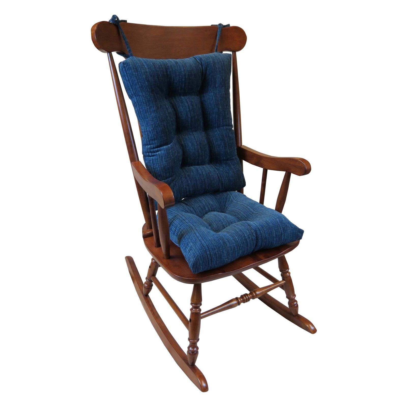 Sapphire Blue Cotton-Polyester Rocking Chair Cushion Set