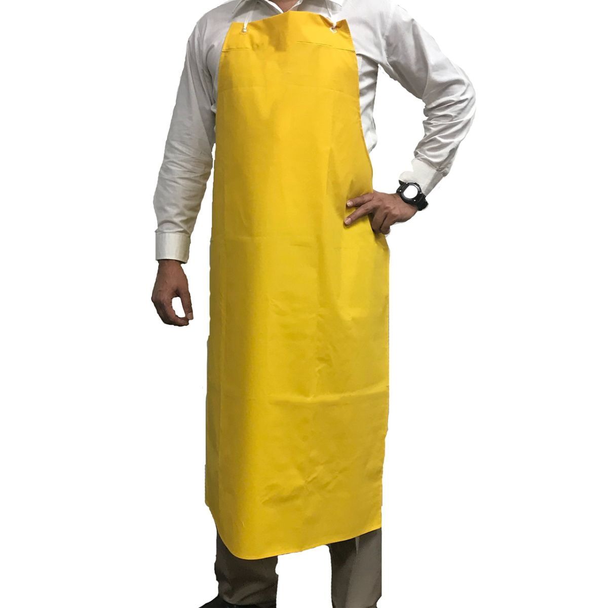 Small Yellow Waterproof Vinyl Bib Apron with Adjustable Neck