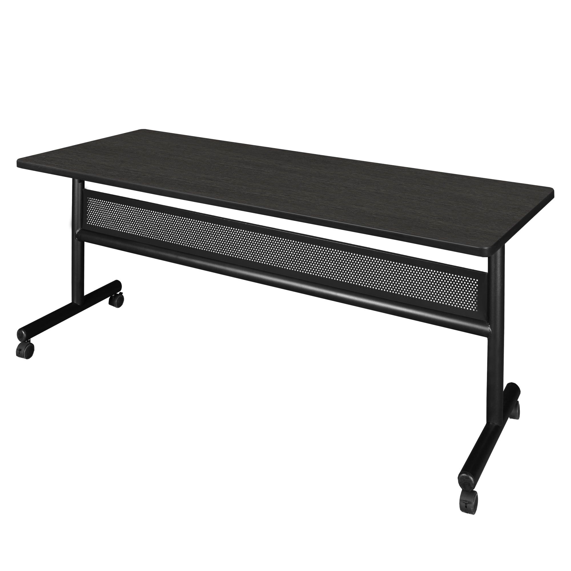 Ash Grey 72" Flip Top Mobile Training Table with Black Steel Base