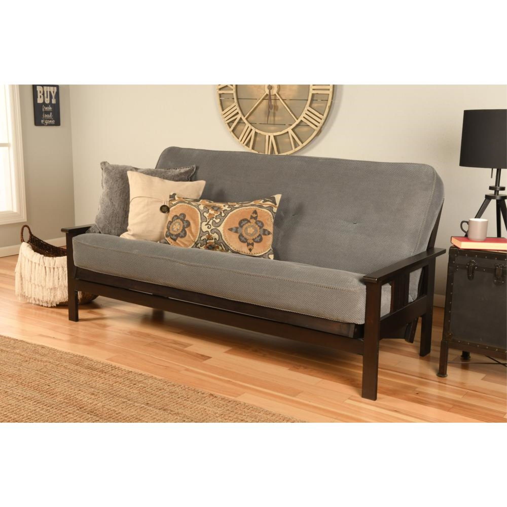 Thunder Gray Tufted Queen Fabric Sleeper Futon Mattress