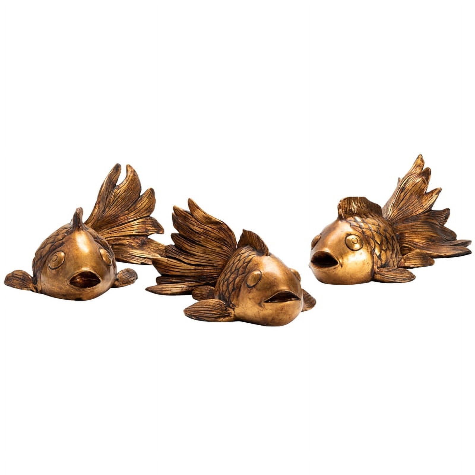 Gold Resin Koi Fish Sculptures Set of Three