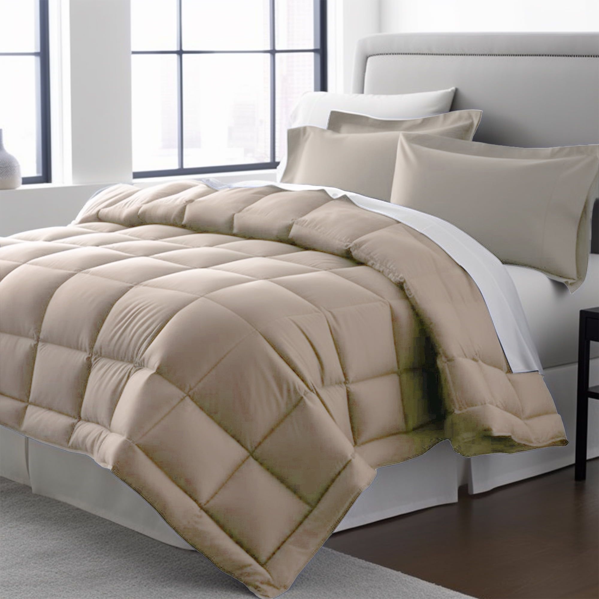 Beige Queen Microfiber Dual Zone Comforter