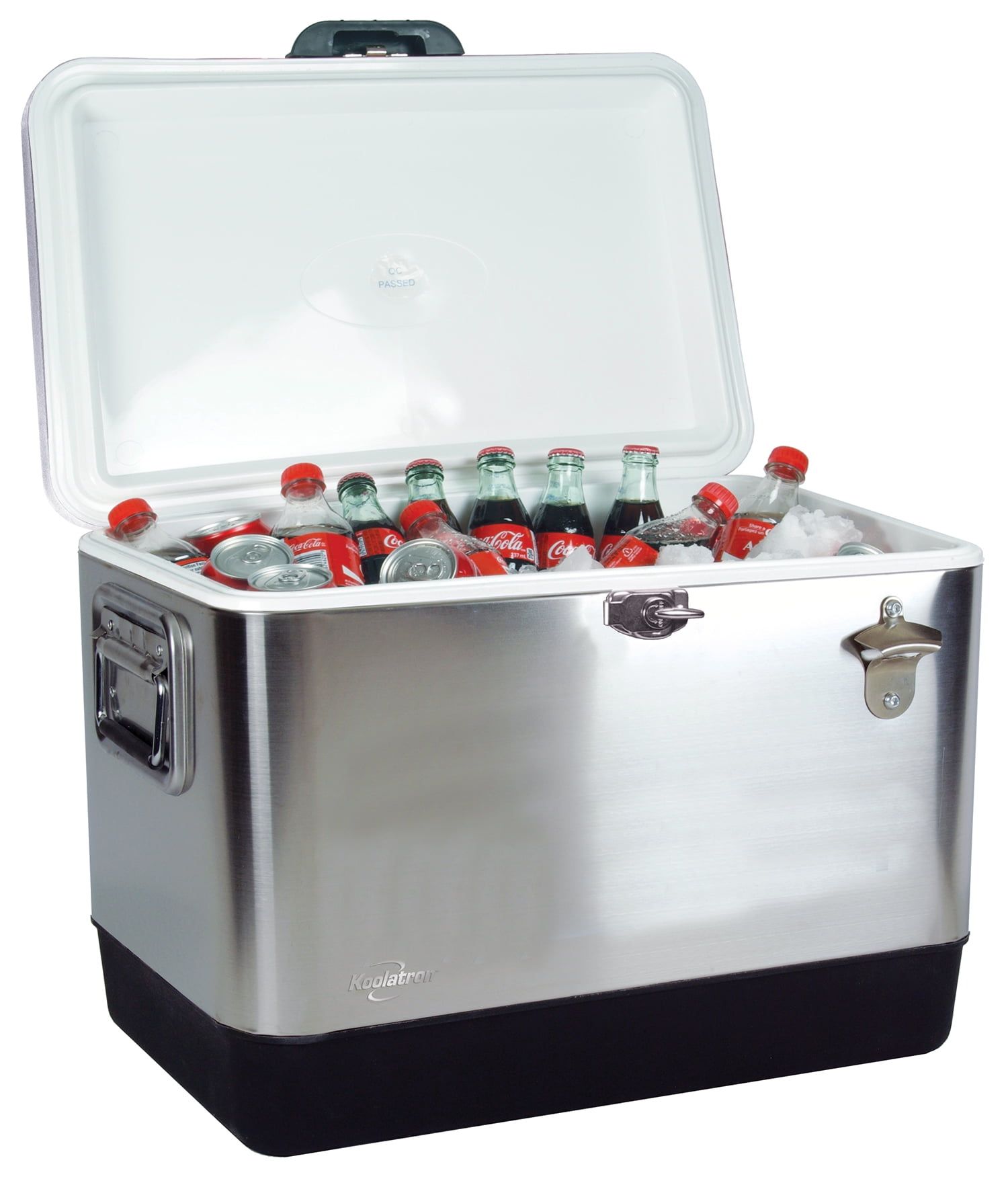 Stainless Steel and Black 51L Ice Chest Cooler with Bottle Opener