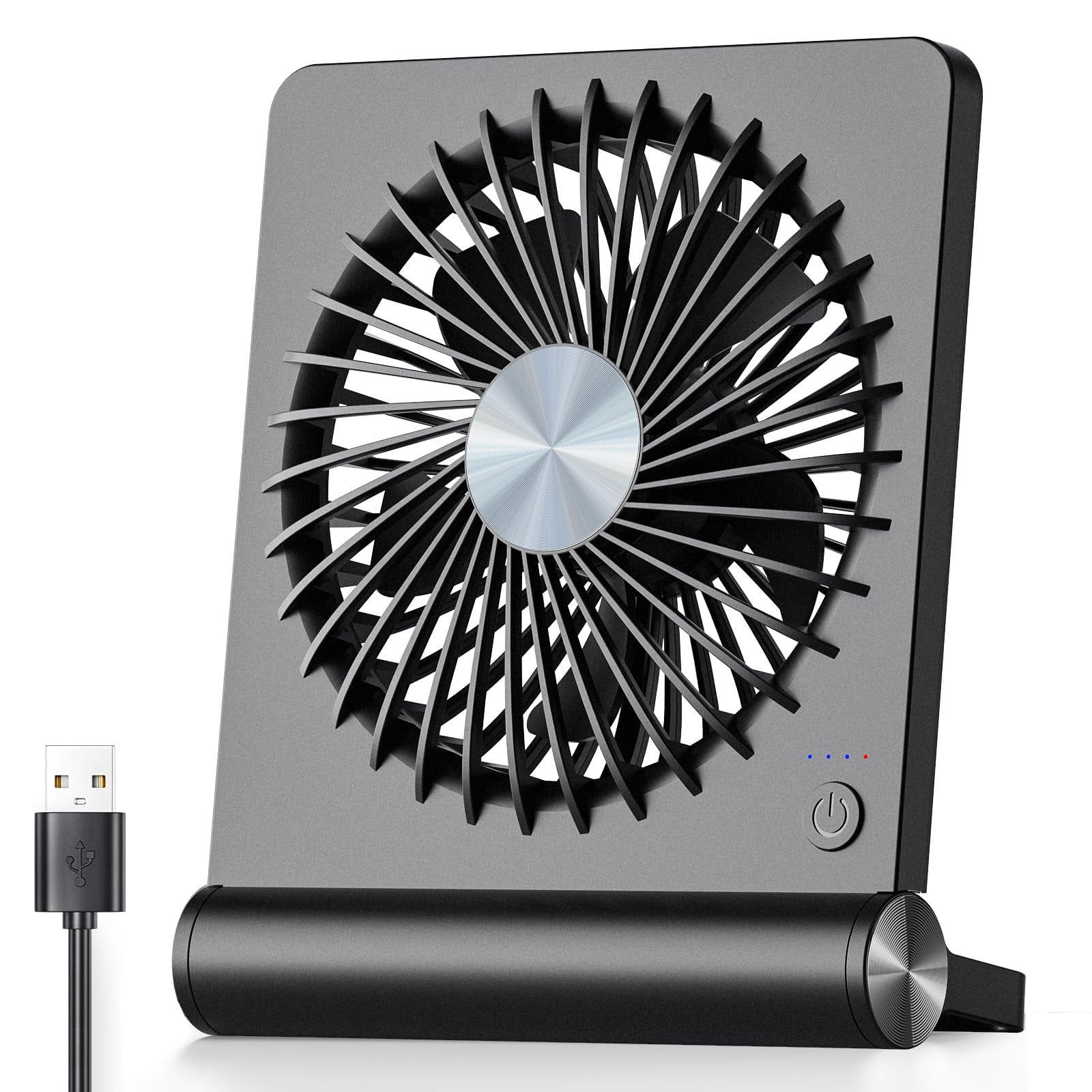 Koonie 5.7" Black USB-C Folding Desk Fan with 3 Speeds