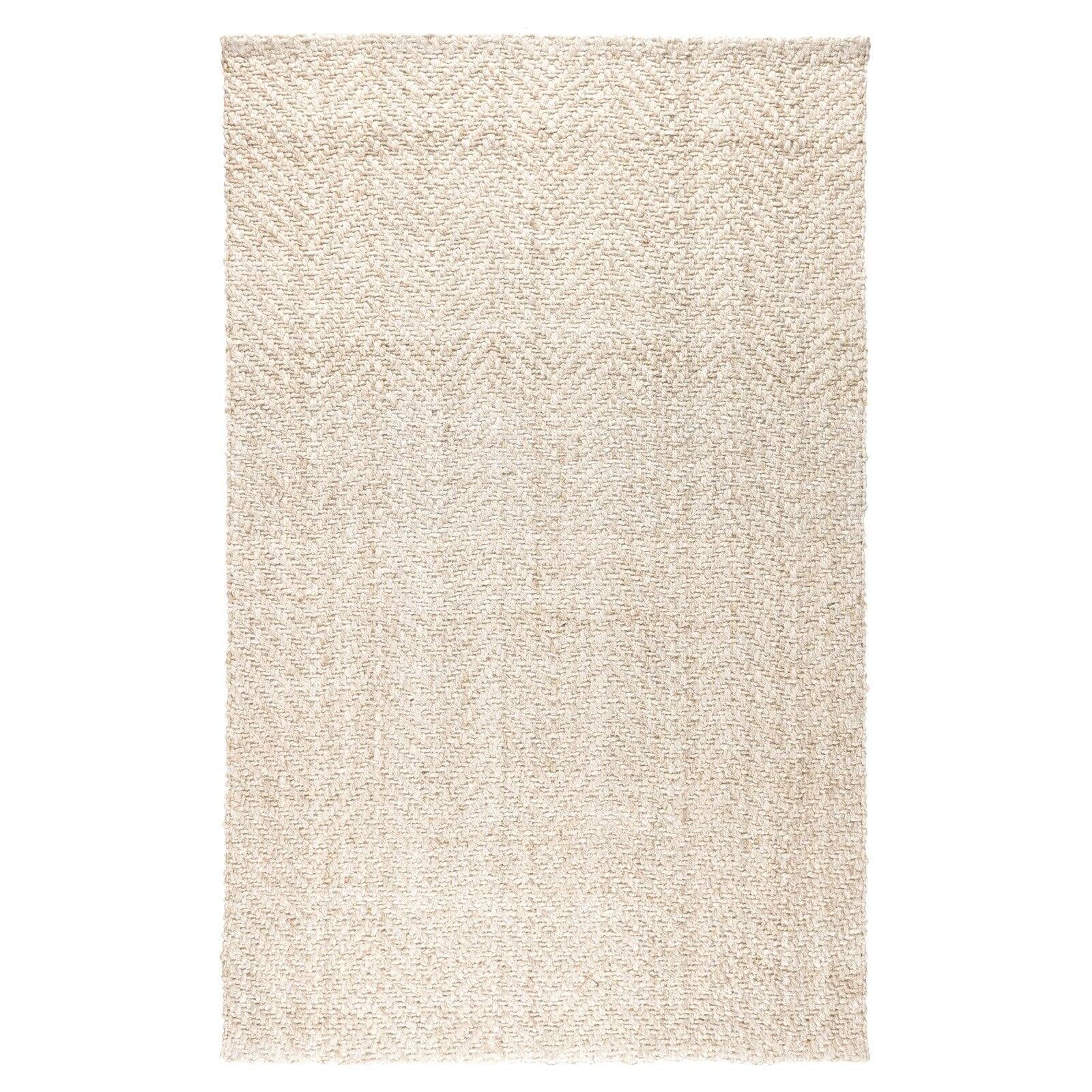 Ivory Herringbone Handwoven Wool 9' x 12' Area Rug