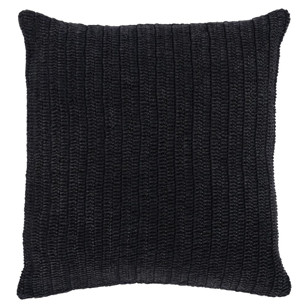 Marcie Black Knitted 22" Square Throw Pillow