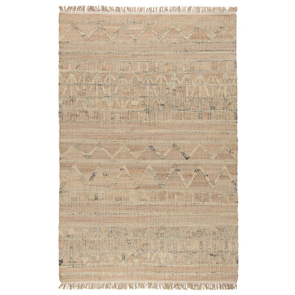 Megan Natural Brown Wool 5'x8' Handwoven Reversible Area Rug