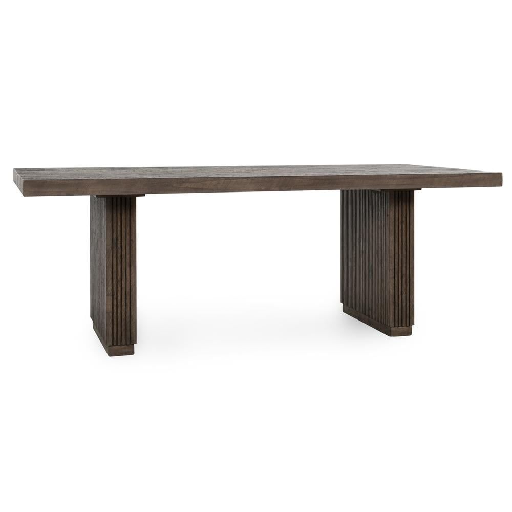 Rustic Reclaimed Wood 82" Dining Table with Ridged Base