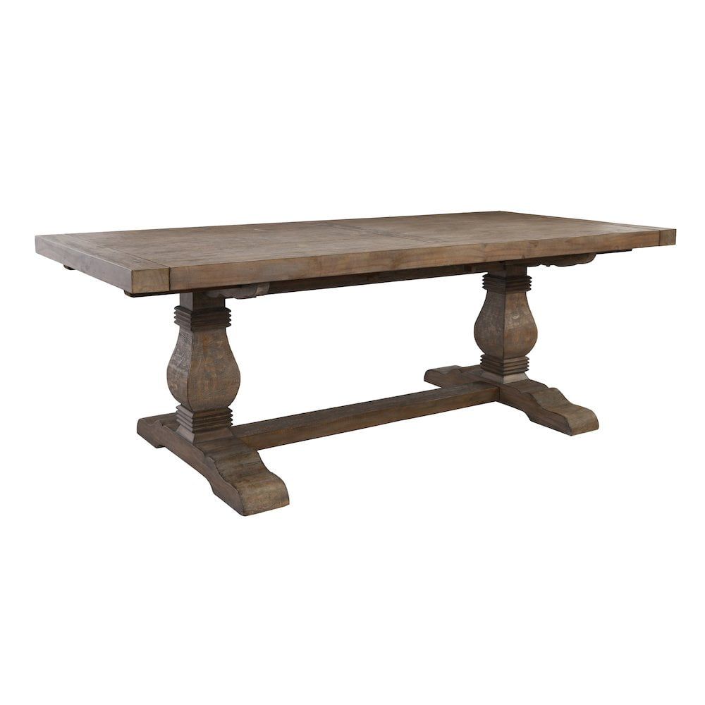 Weathered Brown Reclaimed Pine Extendable Dining Table for Ten