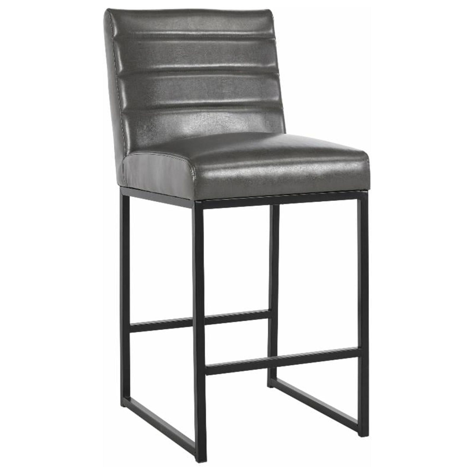 Seville Dark Gray Metal and Leather Counter Stool