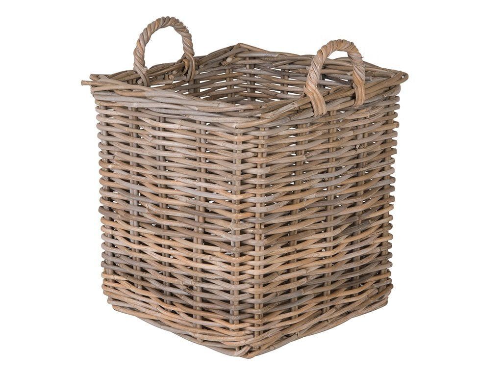 Medium Gray Square Rattan Decorative Storage Basket