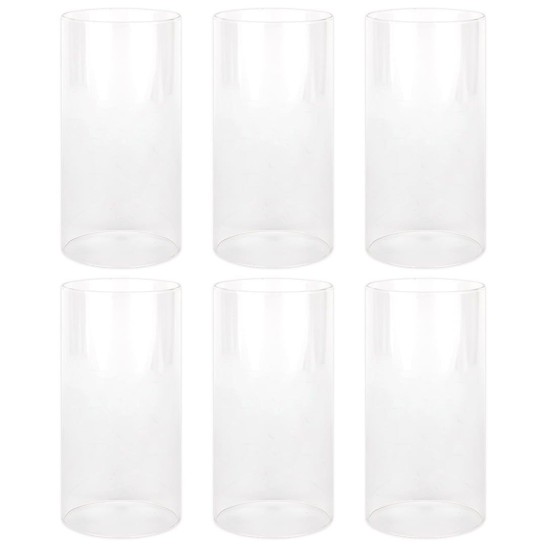 Set of 6 Clear Glass Hurricane Candle Holders