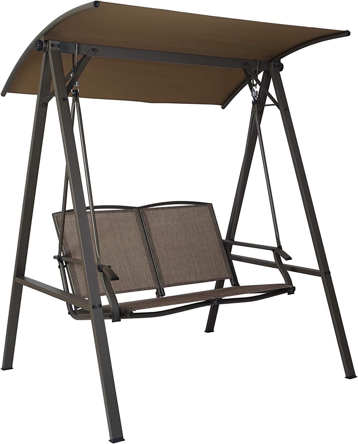 Doris 2-Person Taupe Textilene Outdoor Patio Swing with Metal Frame