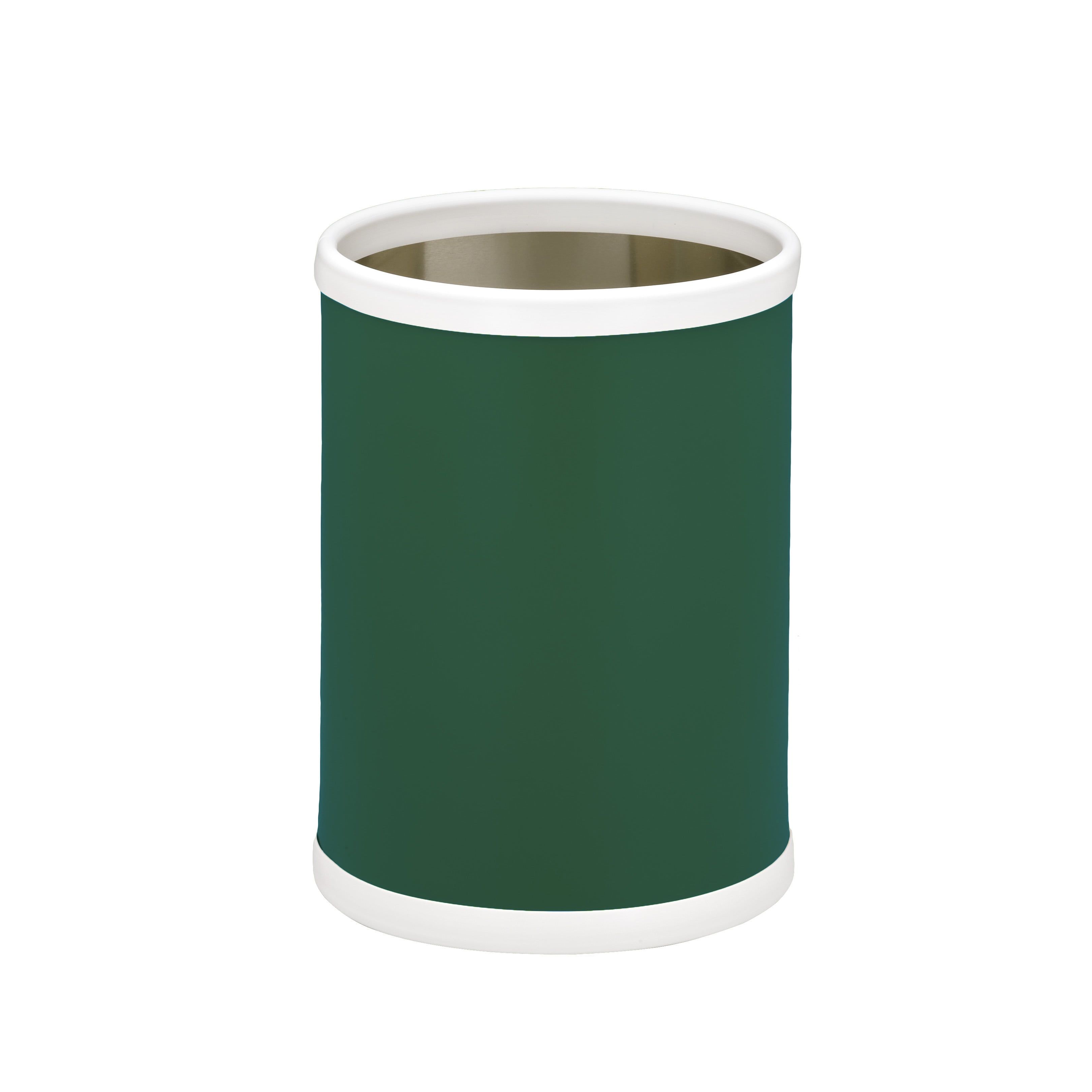 Tropic Green and White Metal Waste Basket for Bathroom