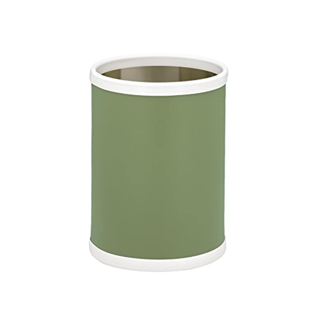 Mist Green Vinyl and Metal Round Waste Basket 8-Quart