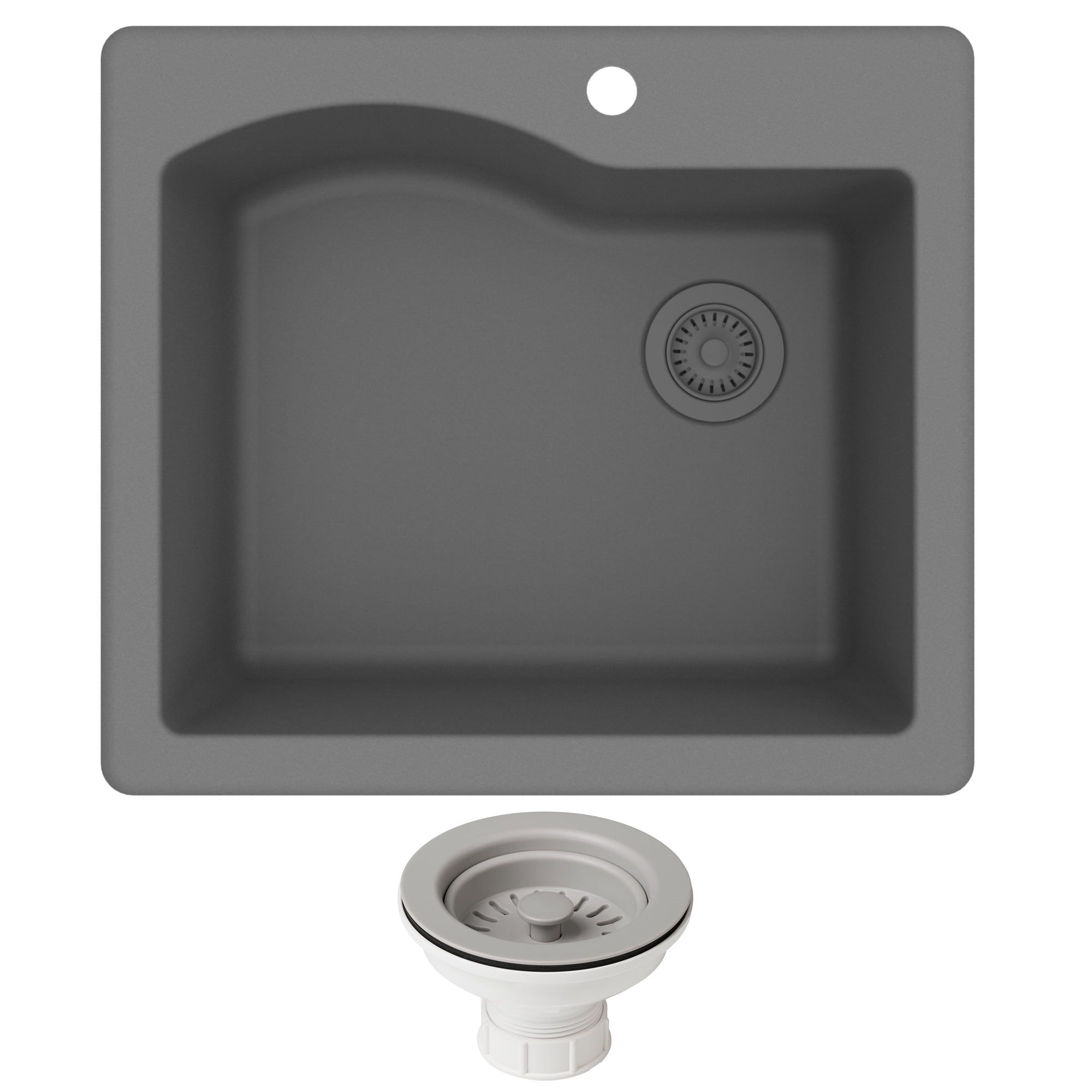 25-inch Gray Granite Single Bowl Drop-in Kitchen Sink