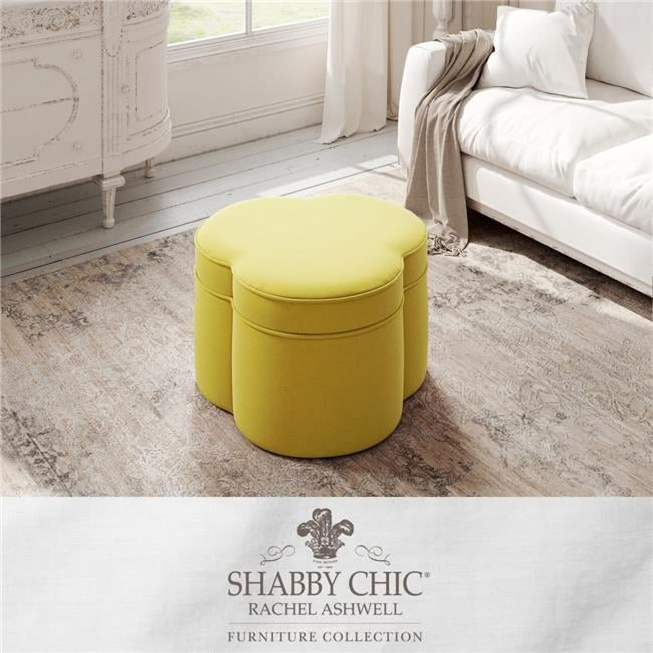 Traditional Rustic Yellow Velvet Storage Cocktail Ottoman