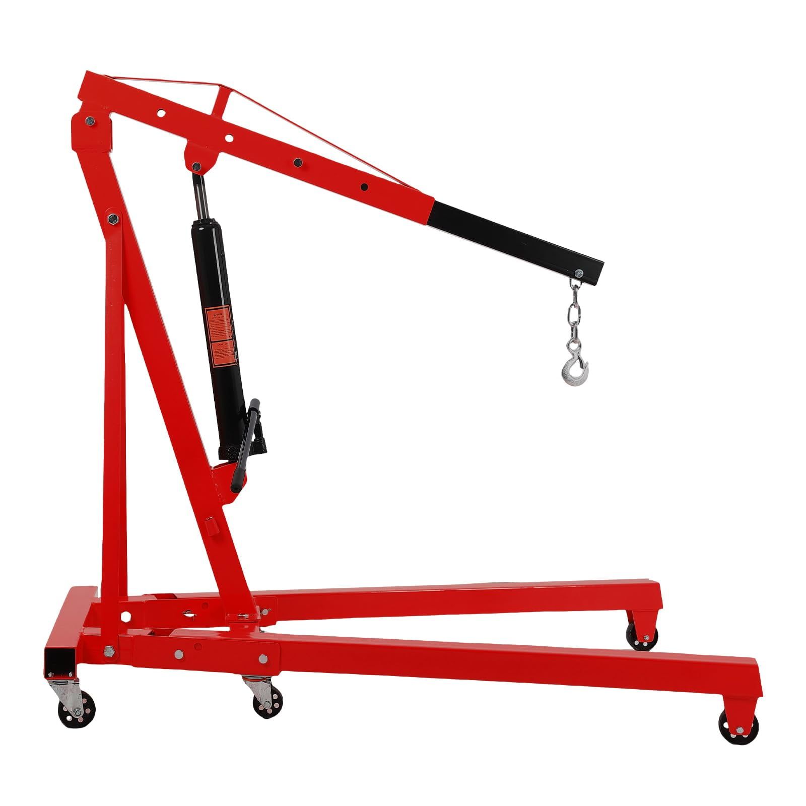 Red Heavy Duty Steel 2 Ton Folding Engine Hoist with Casters