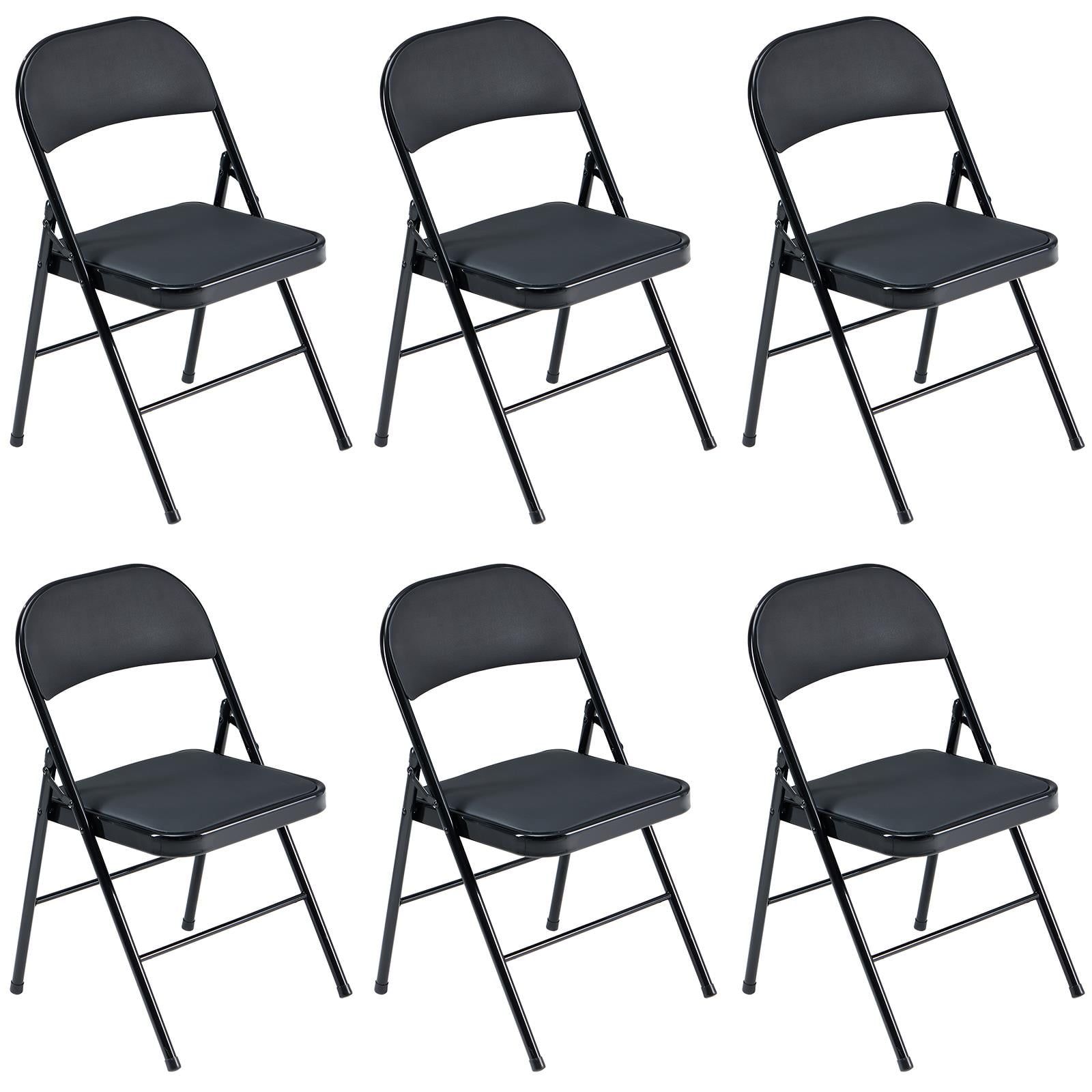 6 Pack Black Steel Folding Chairs with Padded Seats