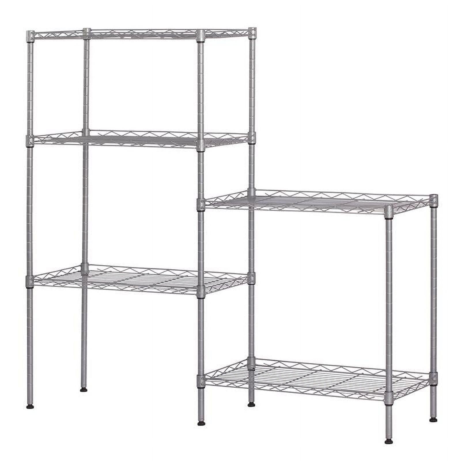 Silver Heavy Duty Adjustable 5-Tier Wire Shelving Rack