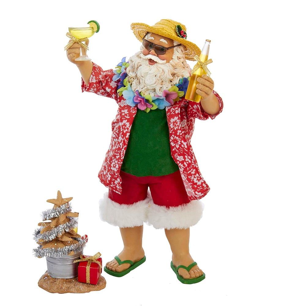 10-Inch Beach Santa Figurine Set with Tropical Attire