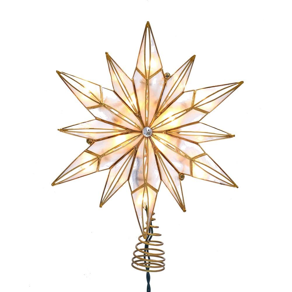 10-Light Gold and White Capiz Star Tree Topper