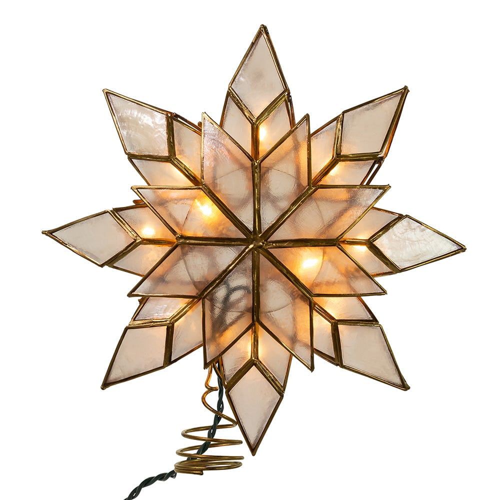 Gold and Iridescent Capiz Star Tree Topper with Lights