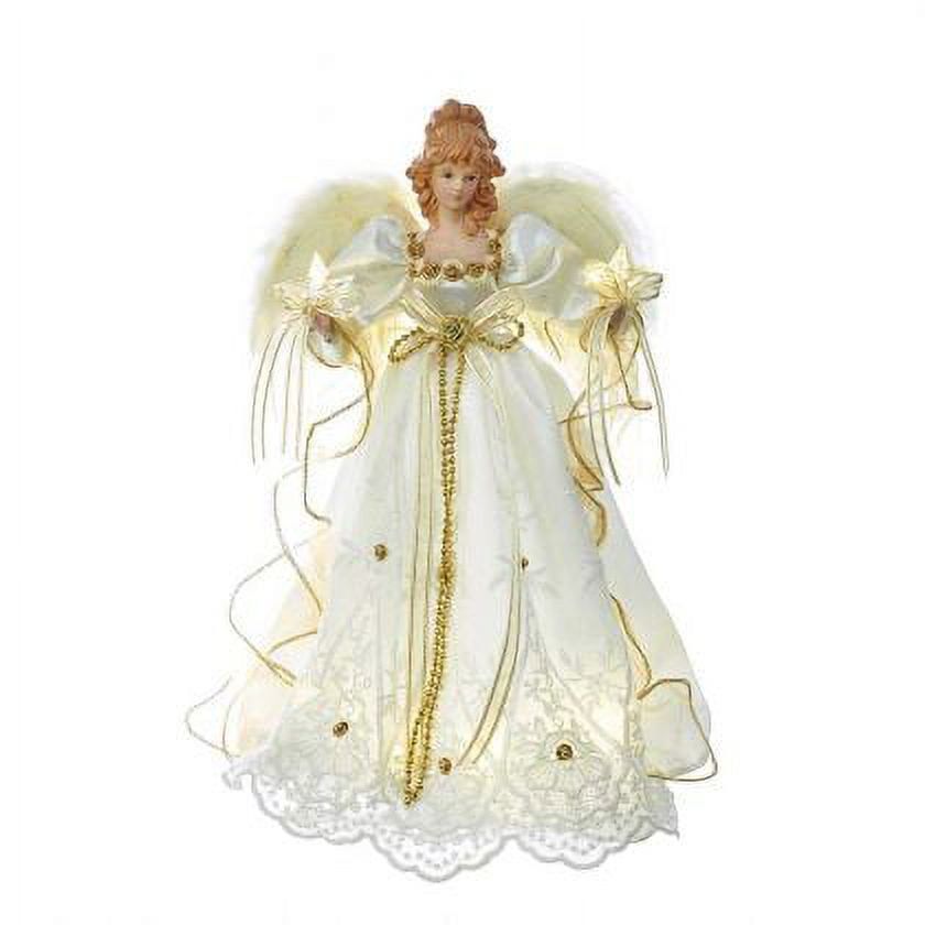 Ivory and Gold LED Angel Treetop with Large Wings