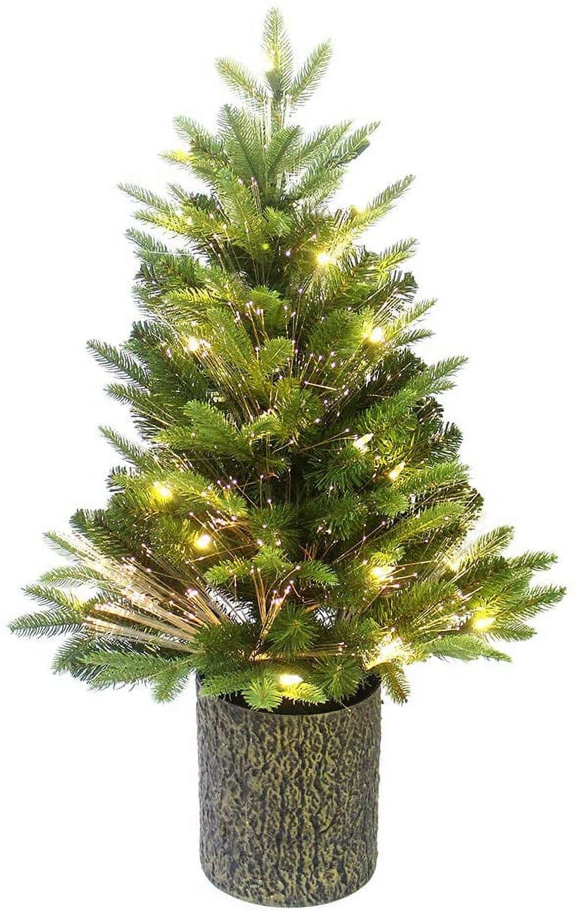 32" White Fiber Optic Pine Christmas Tree with Lights